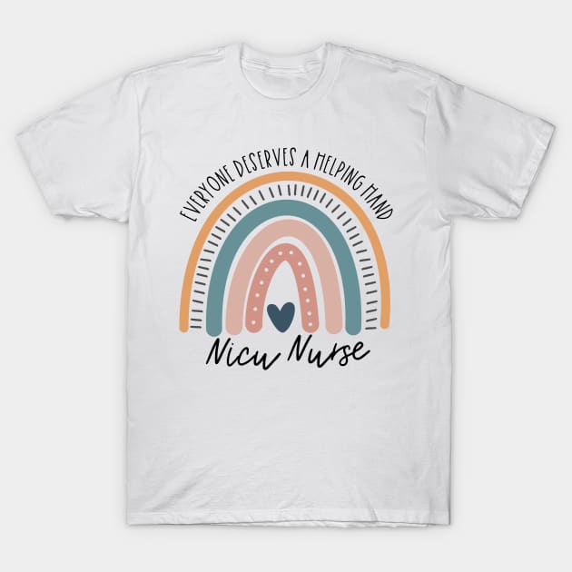 NICU Nurse Boho Rainbow T-Shirt by IndigoPine